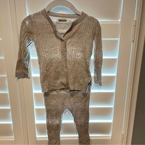 Molo Knit Ribbed Henley Sweater Set Grey Size 74 Size 9 m